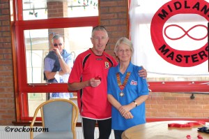 Mick Smedley M65 1st left. Marcia Smedley MMAC President